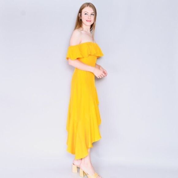 Brand new AMANDA UPRICHARD silk Camellia Dress in Gold/yellow size P - Picture 1 of 12